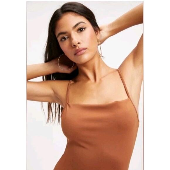 Good American Scuba Spaghetti Bodycon Midi Dress Rust Brown Size 2 Medium - Picture 4 of 6